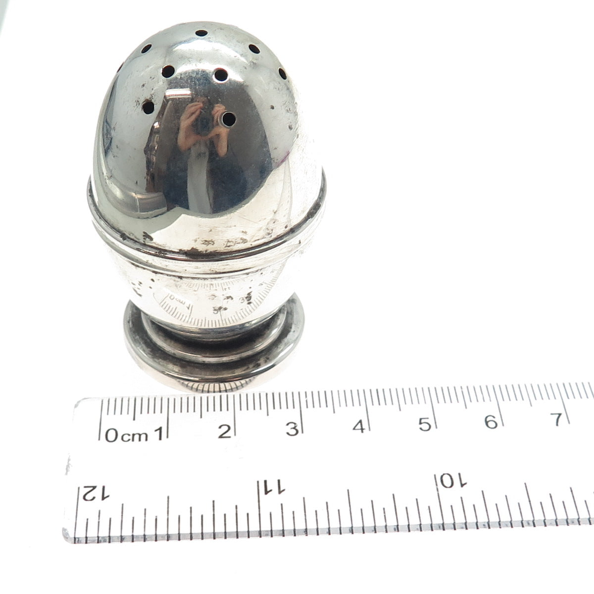 830S Silver Antique Scandinavian Egg Oxidized Salt / Pepper Shaker