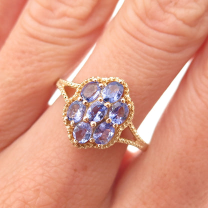 Chuck Clemency 925 Sterling Silver Gold Plated Real Tanzanite Ring Size 8.25