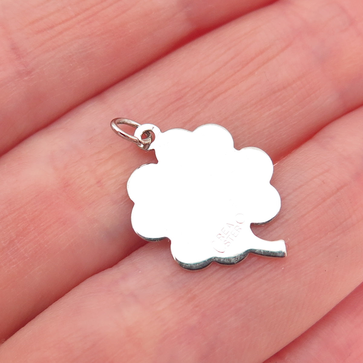 CREA 925 Sterling Silver Vintage Bermuda Clover Good Luck Mini Charm Pendant