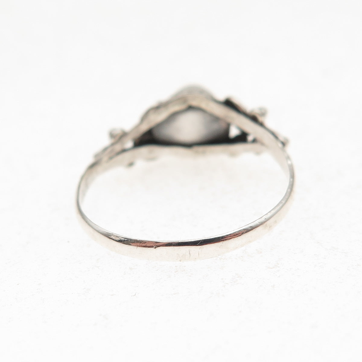925 Sterling Silver Vintage Real Rhodolite Oxidized Ring Size 7.75