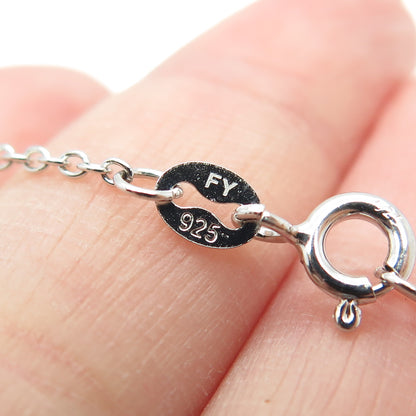 925 Sterling Silver Real Pearl & White Topaz Cable Chain Necklace 18"