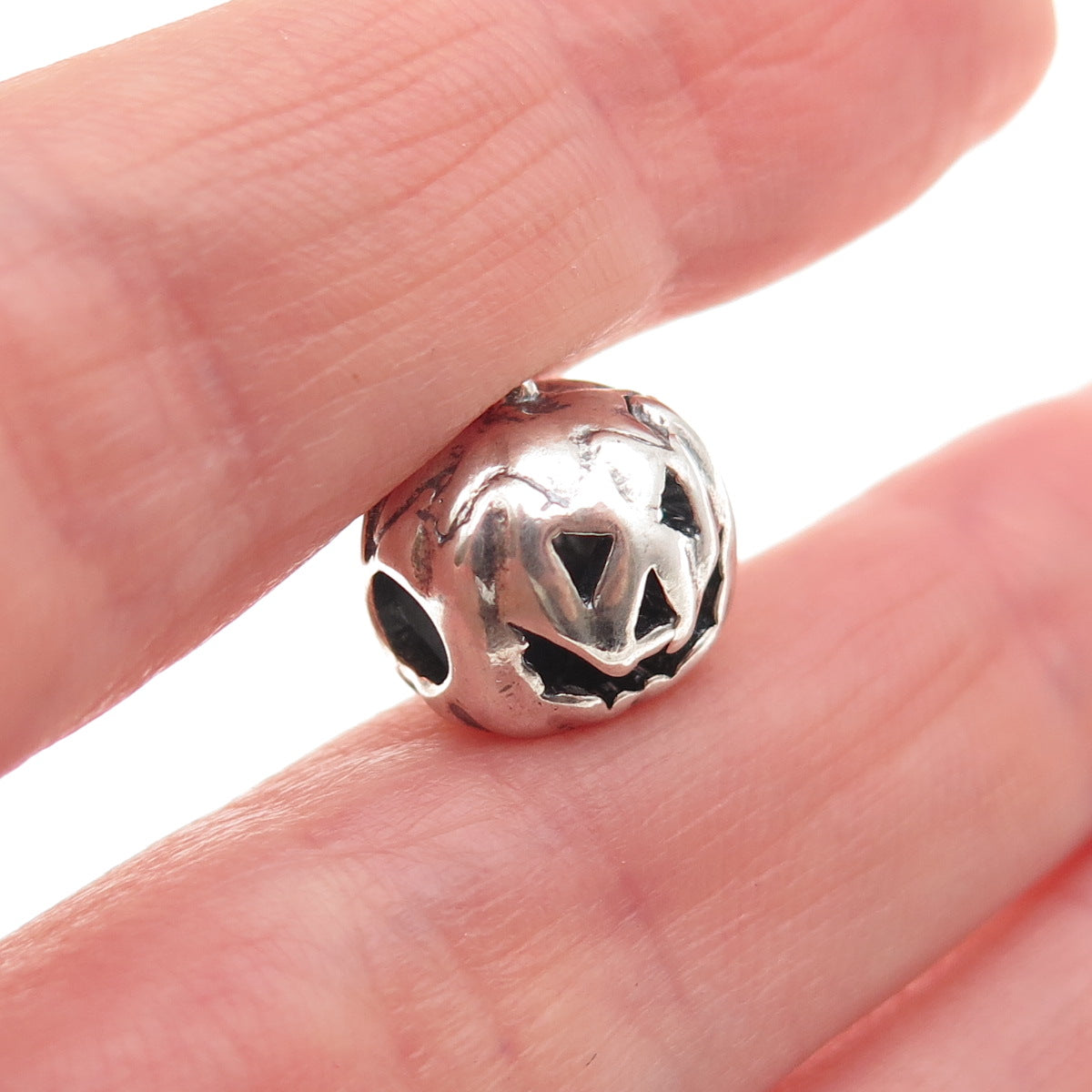 Trollbeads LAA 925 Sterling Silver Halloween Pumpkin Slide Bead Charm