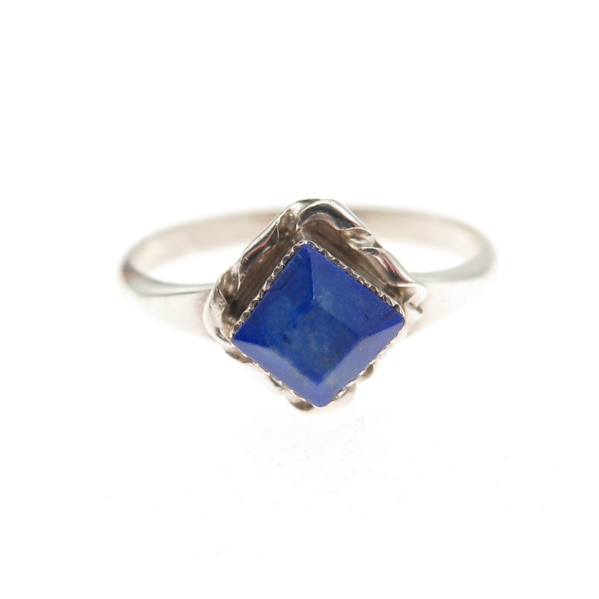 Old Pawn 925 Sterling Silver Vintage Southwestern Lapis Tribal Ring Size 6