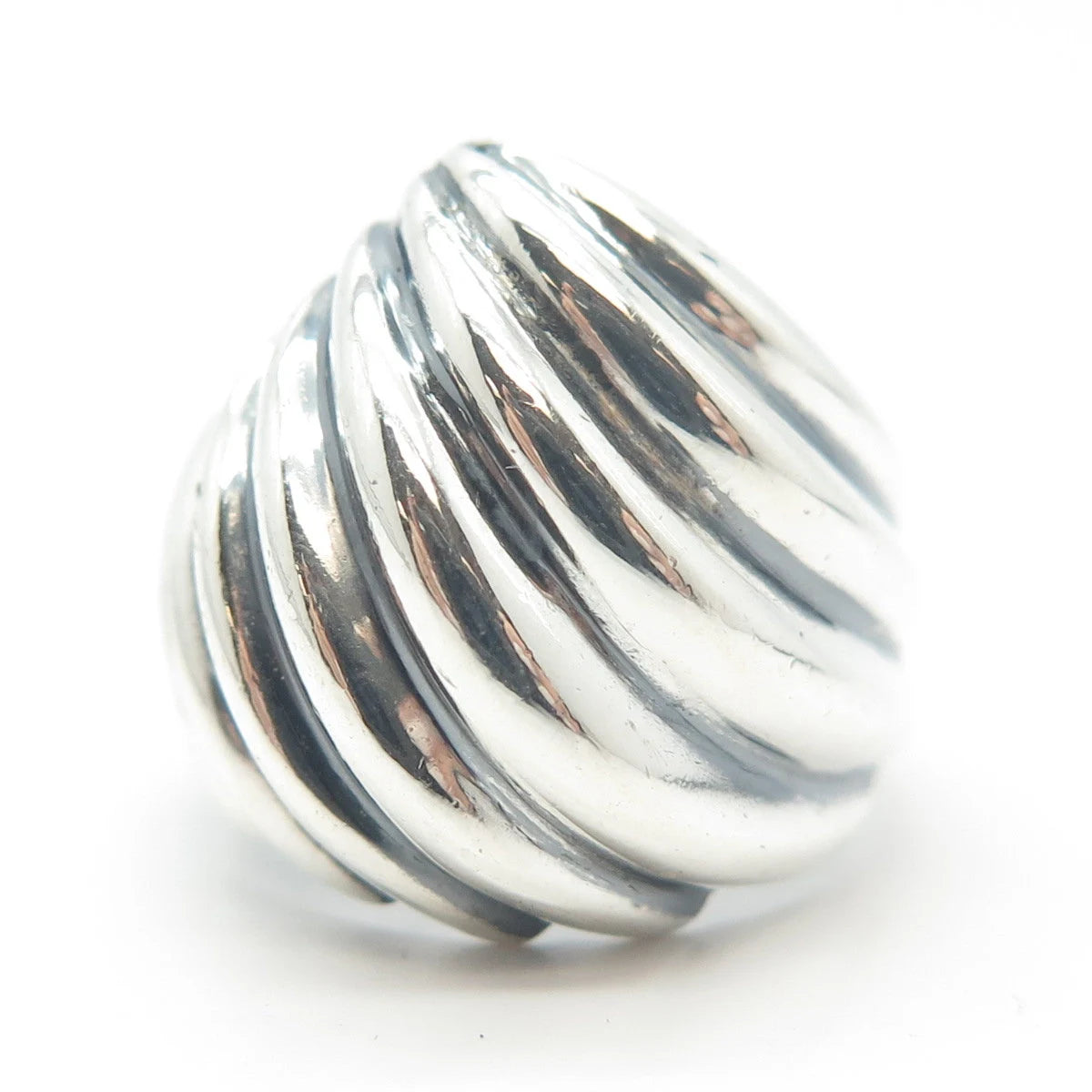 925 Sterling Silver Vintage Ribbed Ring Size 8.25