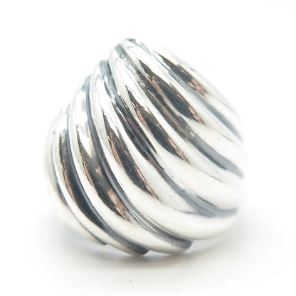 925 Sterling Silver Vintage Ribbed Ring Size 8.25