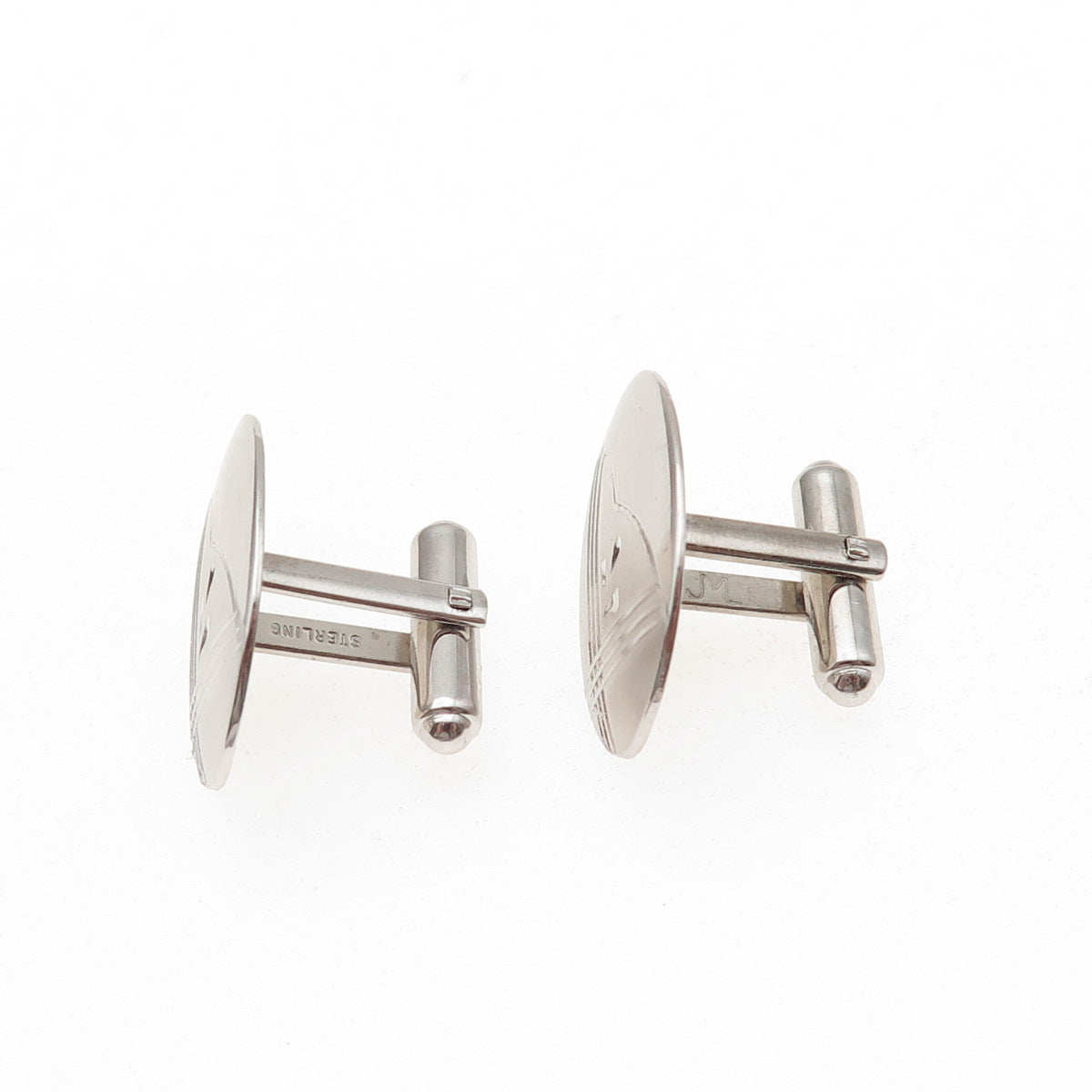JML Diplomat 925 Sterling Silver Vintage Engraved Oval Cufflinks