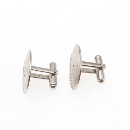 JML Diplomat 925 Sterling Silver Vintage Engraved Oval Cufflinks