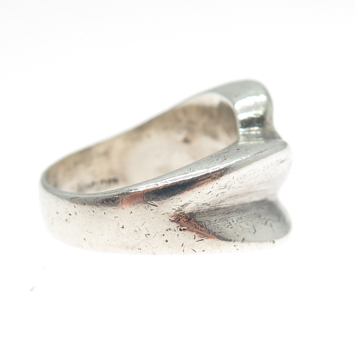 925 Sterling Silver Vintage Mexico Modernist Bypass Oxidized Ring Size 7.5