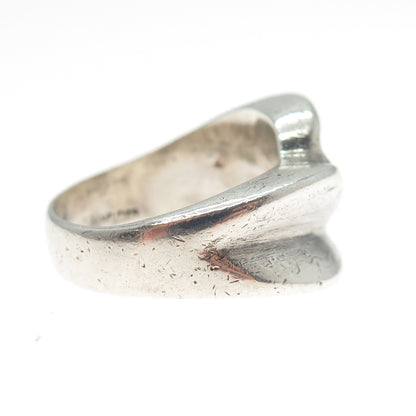 925 Sterling Silver Vintage Mexico Modernist Bypass Oxidized Ring Size 7.5