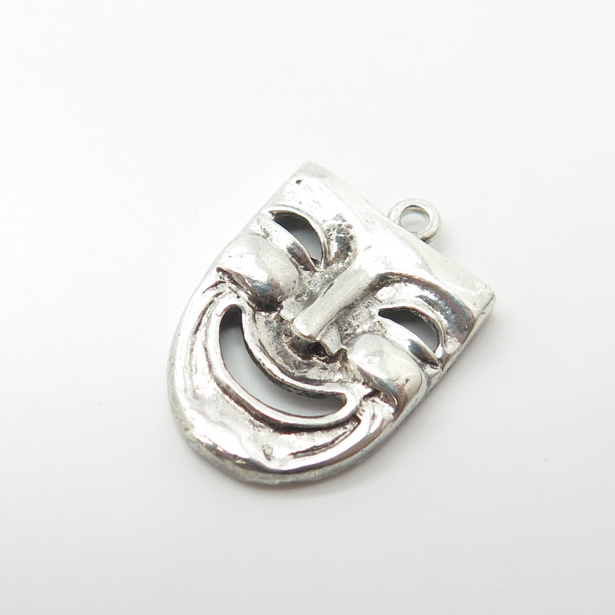 925 Sterling Silver Vintage Comedy Mask Charm Pendant