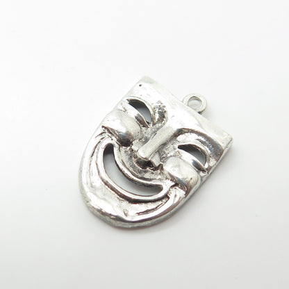 925 Sterling Silver Vintage Comedy Mask Charm Pendant