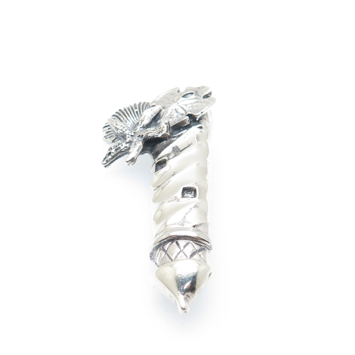 925 Sterling Silver Vintage Lighthouse Sea Life Oxidized Pin Brooch
