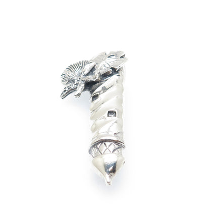 925 Sterling Silver Vintage Lighthouse Sea Life Oxidized Pin Brooch