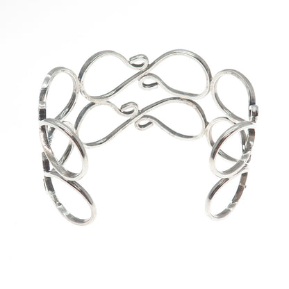 925 Sterling Silver Vintage Mexico Infinity Ornate Adjustable Cuff Bracelet 7"