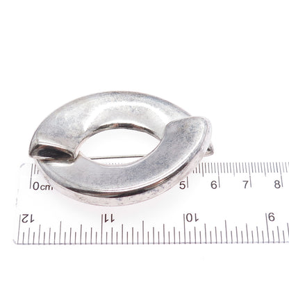 925 Sterling Silver Vintage Mexico Modernist Oxidized Pin Brooch