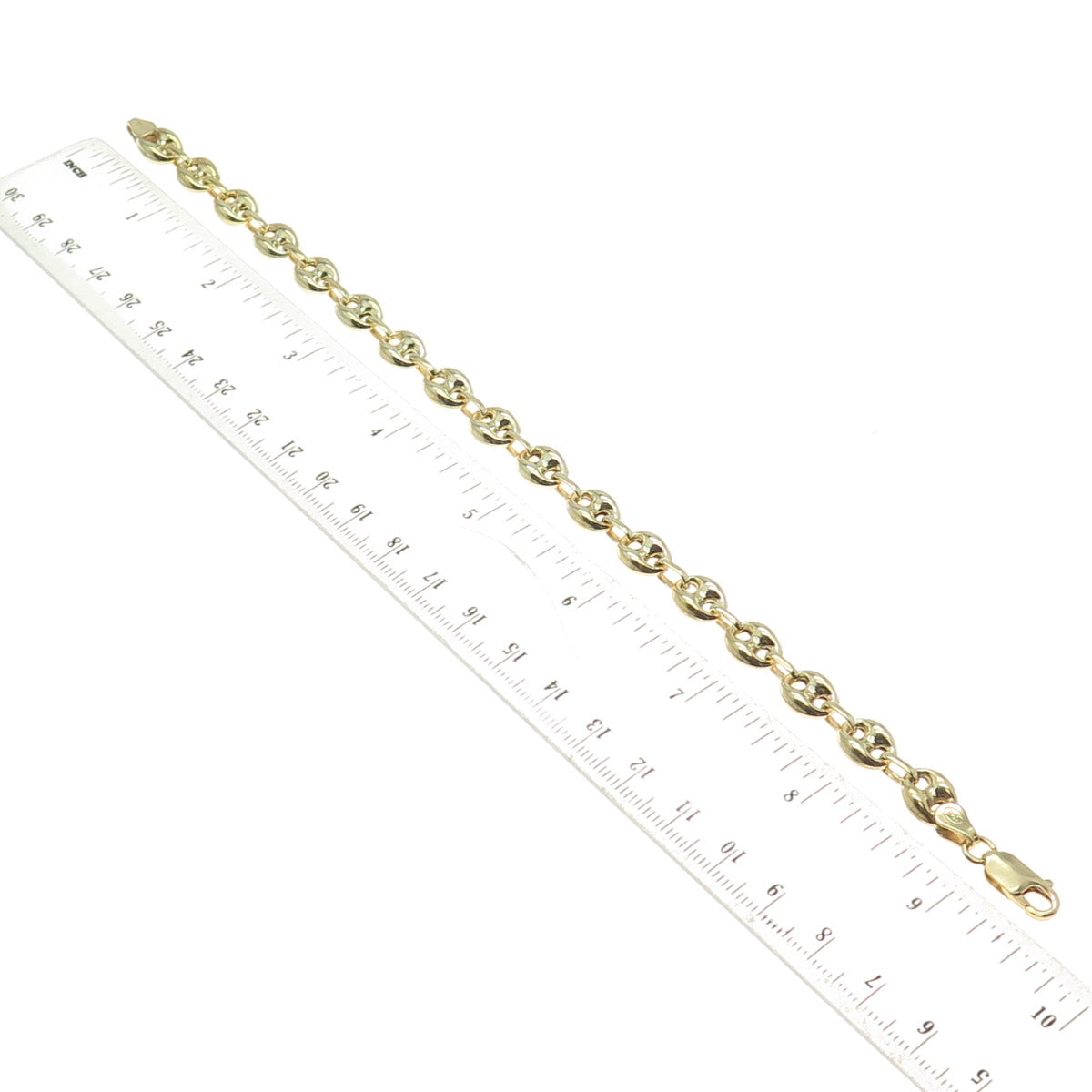 925 Sterling Silver Gold Plated Anchor Mariner Link Anklet / Bracelet 9"