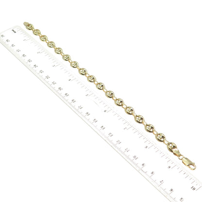 925 Sterling Silver Gold Plated Anchor Mariner Link Anklet / Bracelet 9"