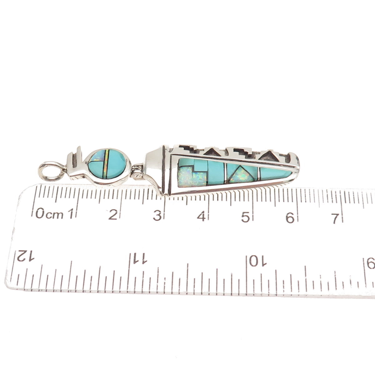 Ervin Hoskie Navajo Old Pawn 925 Sterling Silver Vintage Turquoise Opal Pendant