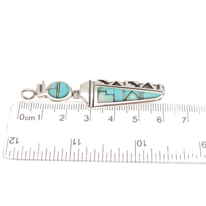 Ervin Hoskie Navajo Old Pawn 925 Sterling Silver Vintage Turquoise Opal Pendant