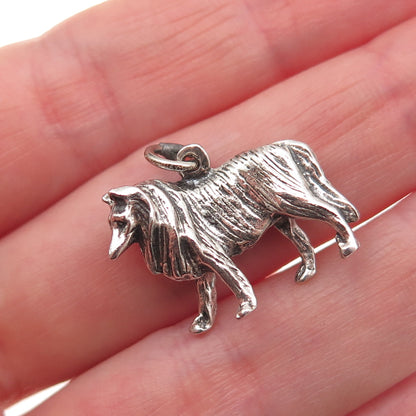 Danecraft 925 Sterling Silver Vintage Border Collie Oxidized 3D Charm Pendant