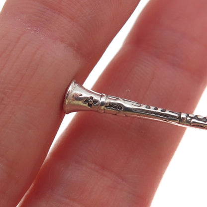 Sunwest 925 Sterling Silver Vintage Clarinet Oxidized 3D Charm Pendant