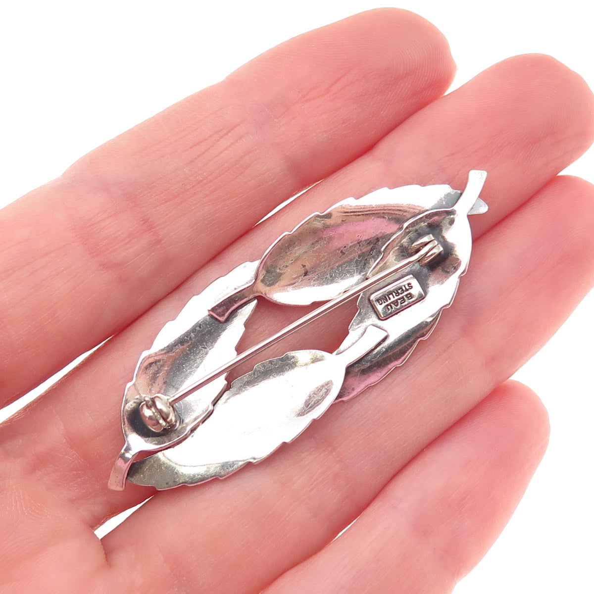 Beau 925 Sterling Silver Vintage Feather Oxidized Pin Brooch
