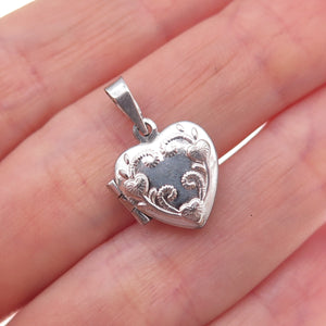 RJ Graziano 925 Sterling Silver Vintage Floral Heart Locket Charm Pendant