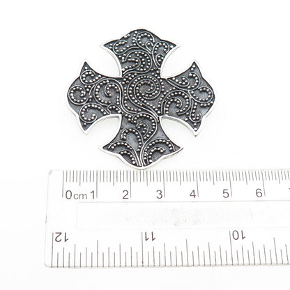 CFJ Collins Fine Sterling Silver Vintage Granulated Cross Oxidized Slide Pendant
