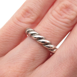 925 Sterling Silver Vintage Rope Oxidized Band Ring Size 5.75