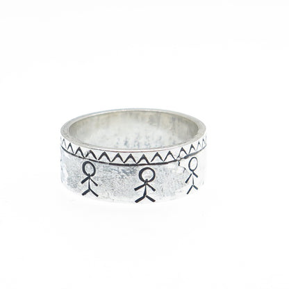 925 Sterling Silver Vintage Tribal Oxidized Band Ring Size 7