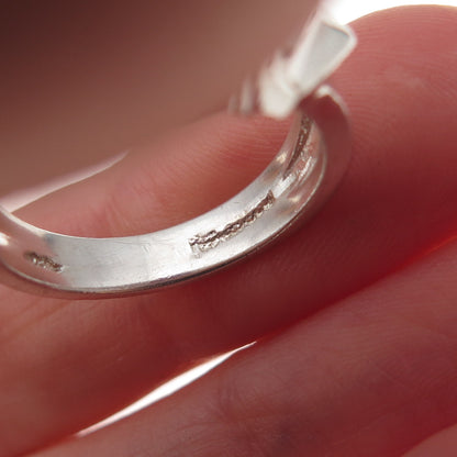 925 Sterling Silver Vintage Oval-Cut Pink C Z Modernist Ring Size 7