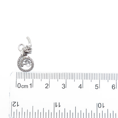 925 Sterling Silver Round-Cut C Z Rose Flower Minimalist Charm Slide Pendant