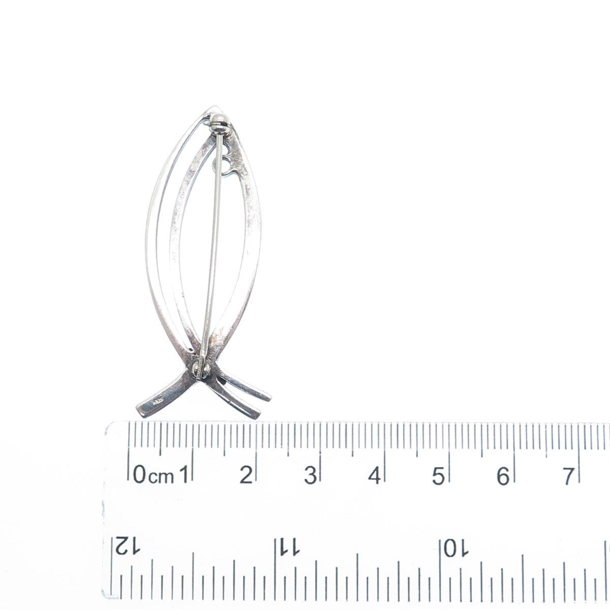 925 Sterling Silver Vintage Ichthys Religious Pin Brooch