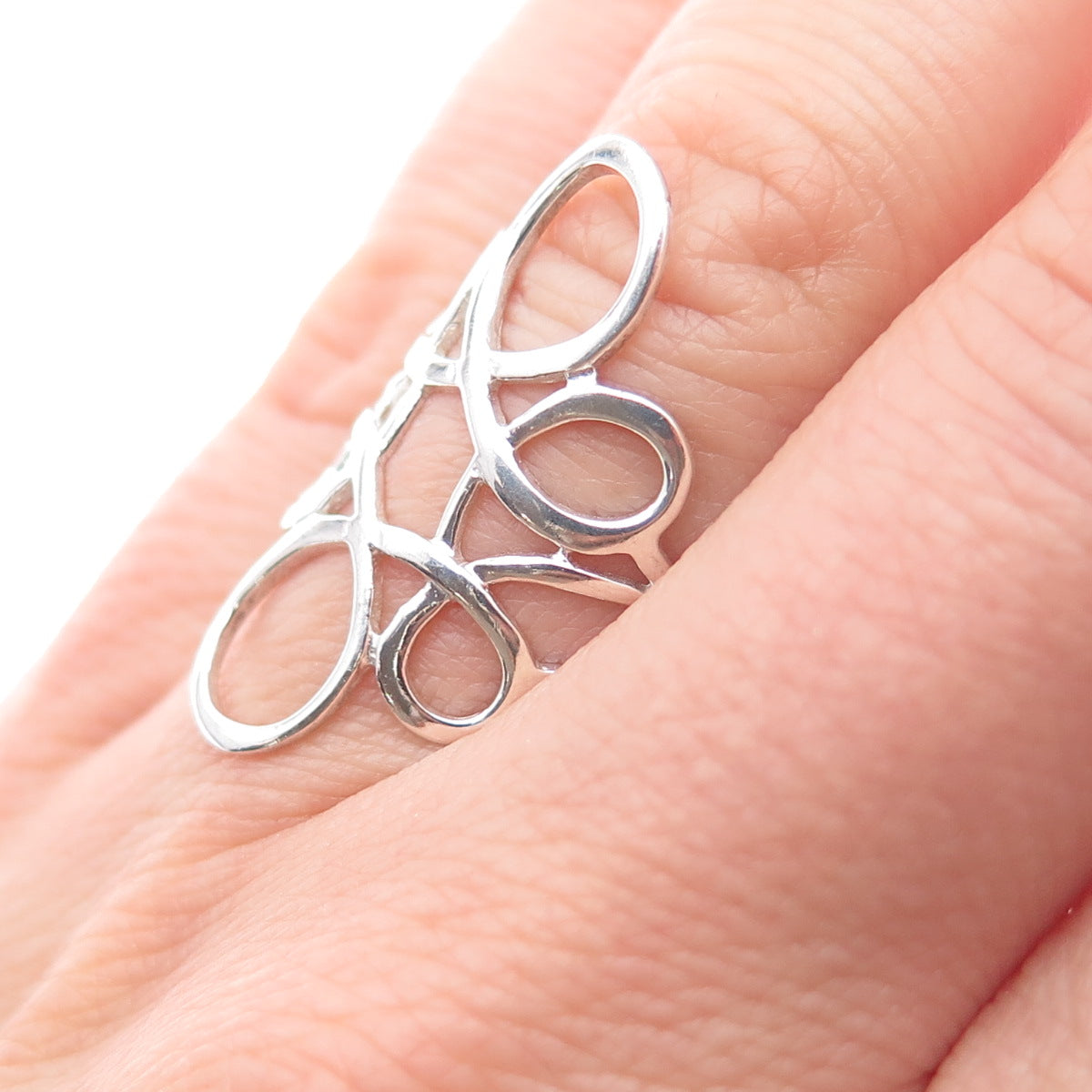 925 Sterling Silver Vintage Modernist Flower Ring Size 6.5