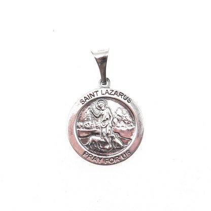 925 Sterling Silver Vintage Italy Saint Lazarus Oxidized Charm Pendant