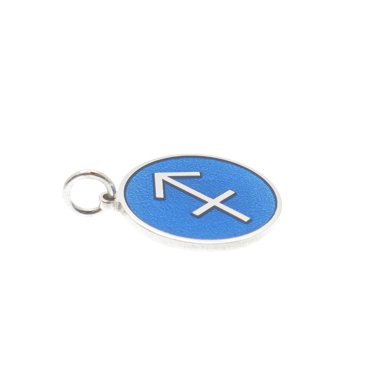 925 Sterling Silver Blue Enamel Sagittarius Zodiac Sign Minimalist Charm Pendant