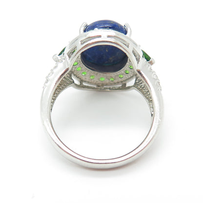 NK SILVER 925 Sterling Silver Lapis Lazuli Peridot White Topaz Gem Ring Size 9