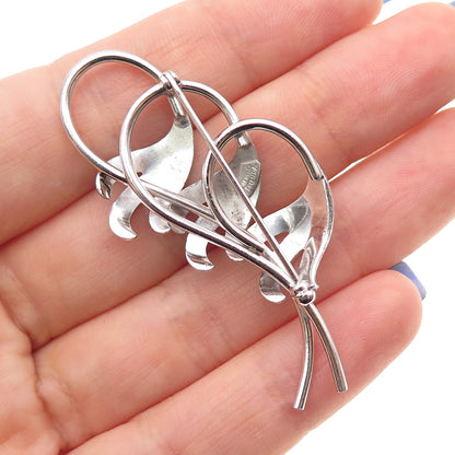 Van Dell 925 Sterling Silver Antique Art Deco Flower Pin Brooch