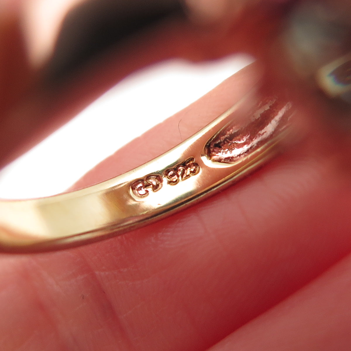 925 Sterling Silver Rose Gold Plated Real Multi-Color Tourmaline Ring Size 7