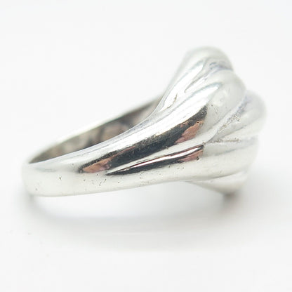 925 Sterling Silver Vintage Wide Ribbed Ring Size 7.75
