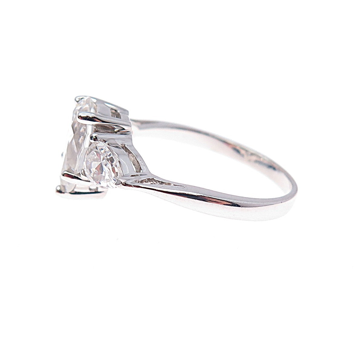 925 Sterling Silver Pear-Cut C Z Engagement Ring Size 7