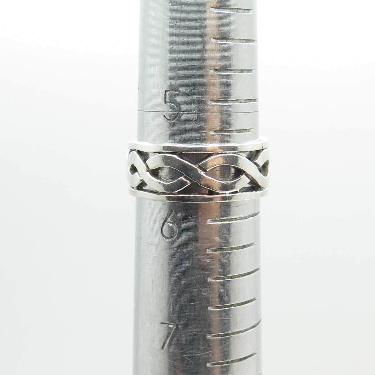 925 Sterling Silver Vintage Celtic Woven Band Ring Size 5.75