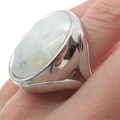 BLQ Basiq Jewelry 925 Sterling Silver Real Moonstone Statement Ring Size 7.75