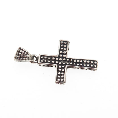 925 Sterling Silver Vintage Granulated Cross Oxidized Charm Pendant