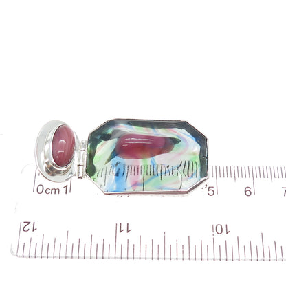 925 Sterling Silver Vintage Murano Glass Modernist Slide Charm Pendant