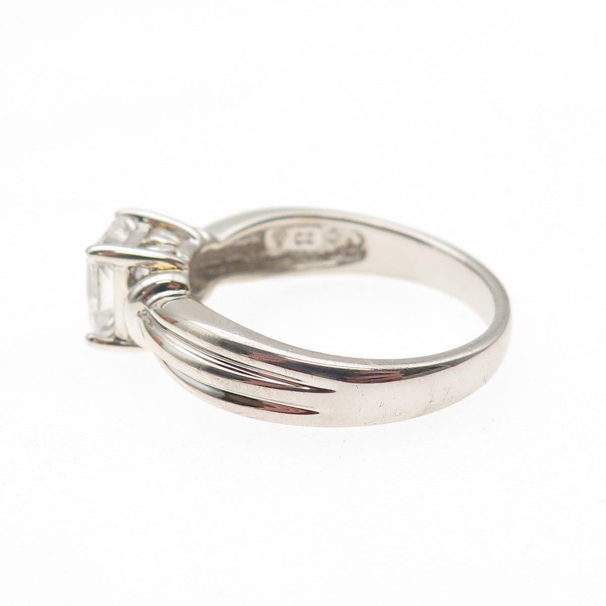 925 Sterling Silver Princess-Cut C Z Engagement Ring Size 10