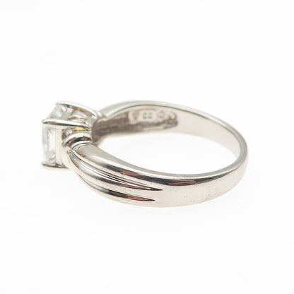 925 Sterling Silver Princess-Cut C Z Engagement Ring Size 10