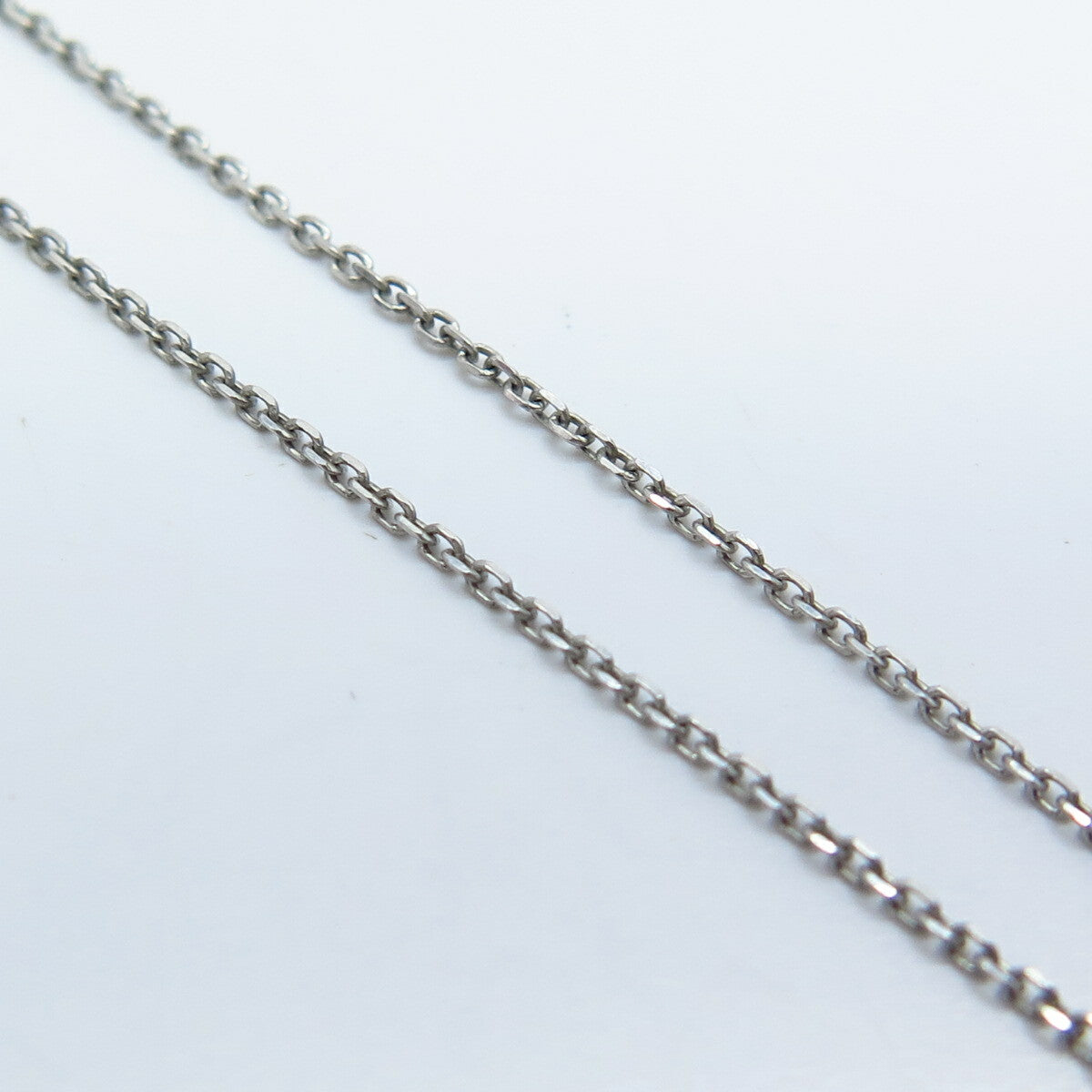 925 Sterling Silver Italy SUN White Diamond Cross Rolo Chain Necklace 16"