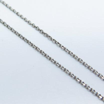925 Sterling Silver Italy SUN White Diamond Cross Rolo Chain Necklace 16"