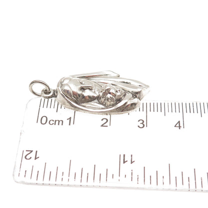 925 Sterling Silver Vintage St. Mary & Jesus Oxidized Charm Pendant